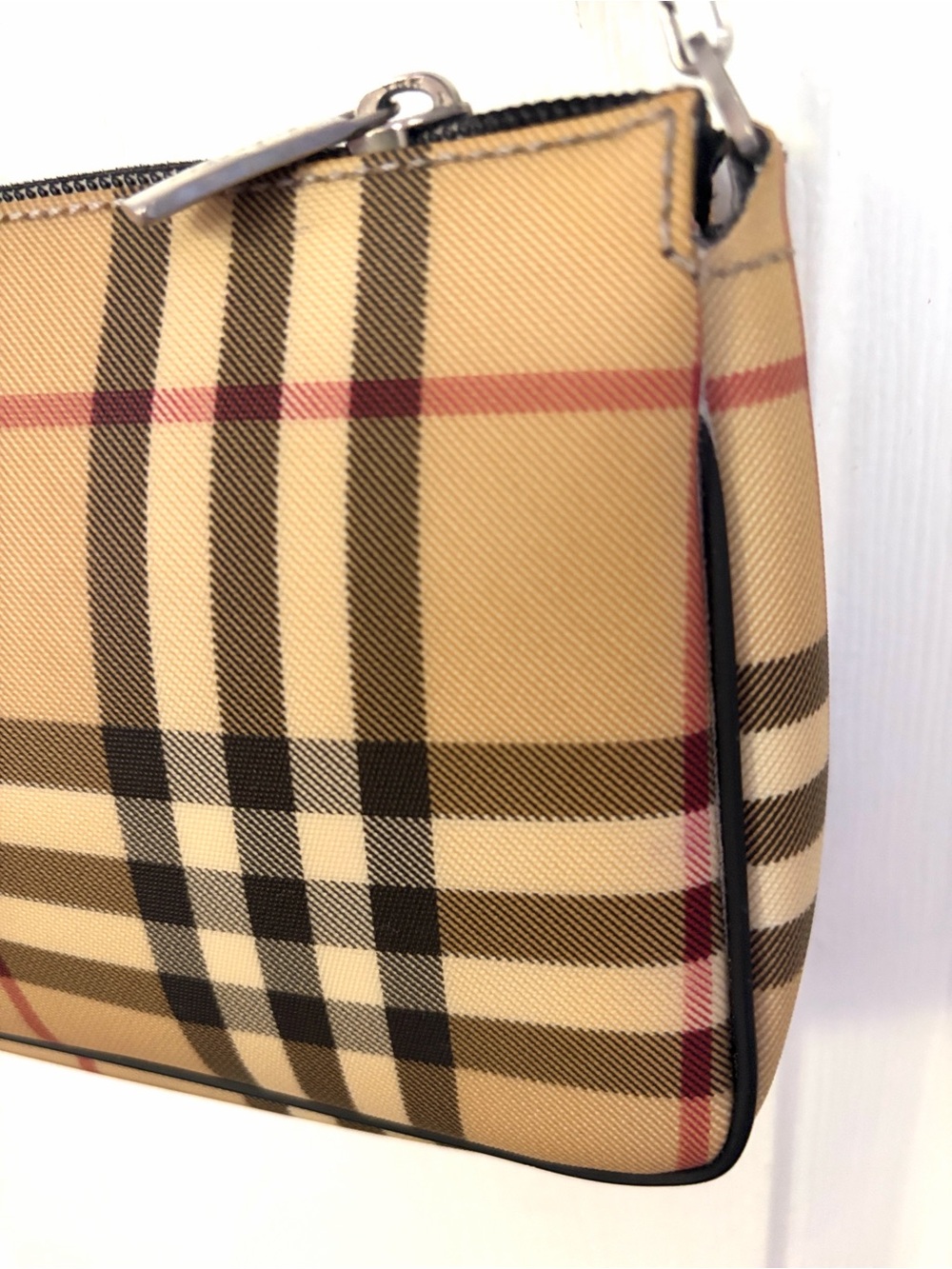 VINTAGE Burberry Bag Beige Nova Check Handbag Y2k 90s Pochette - Picture 8 of 16